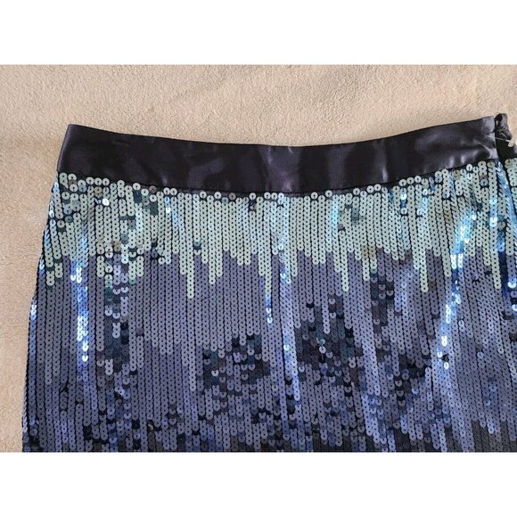 Express Womens Mini Skirt Blue Ombre Sequins All Over Size 10 - Picture 2 of 4